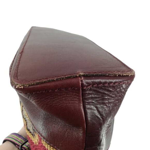 Patricia Nash Brown Leather Tapestry Purse Handbag Shoulder Zipper Pockets Chain - Picture 10 of 11